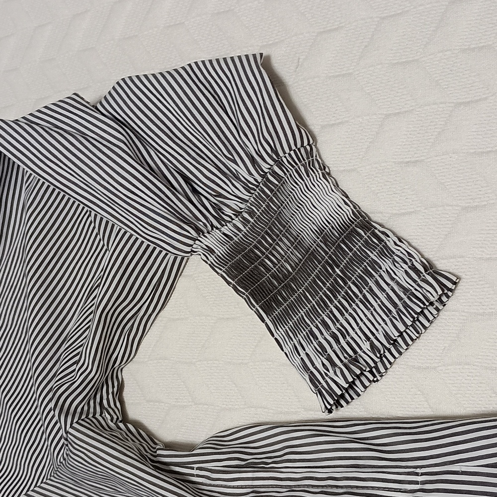 Striped Button-Front Collar Blouse - image 2